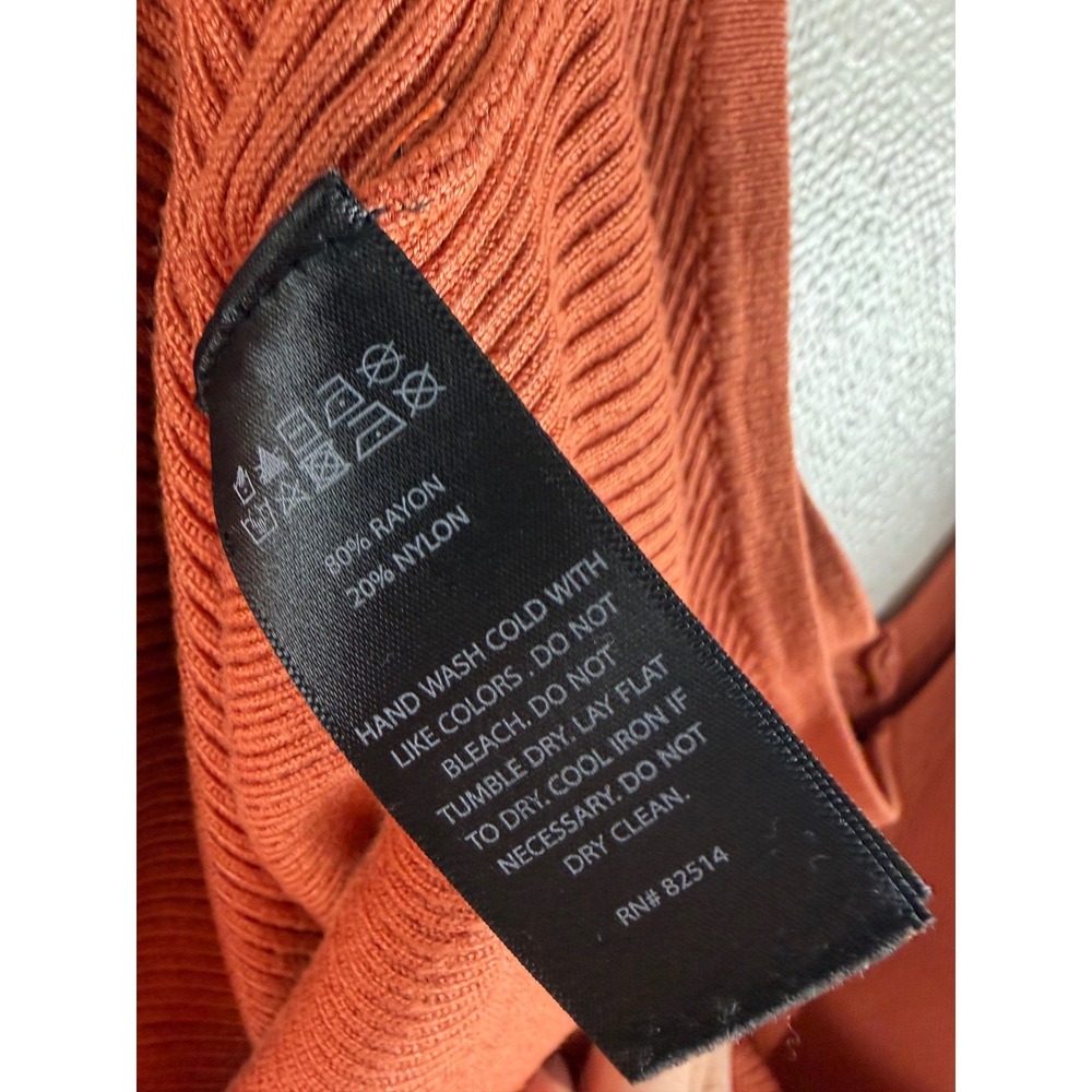 House of Harlow 1960 Rust Orange Ribbed V-Neck Midi Sweater Dress Size M - Picture 6 of 6